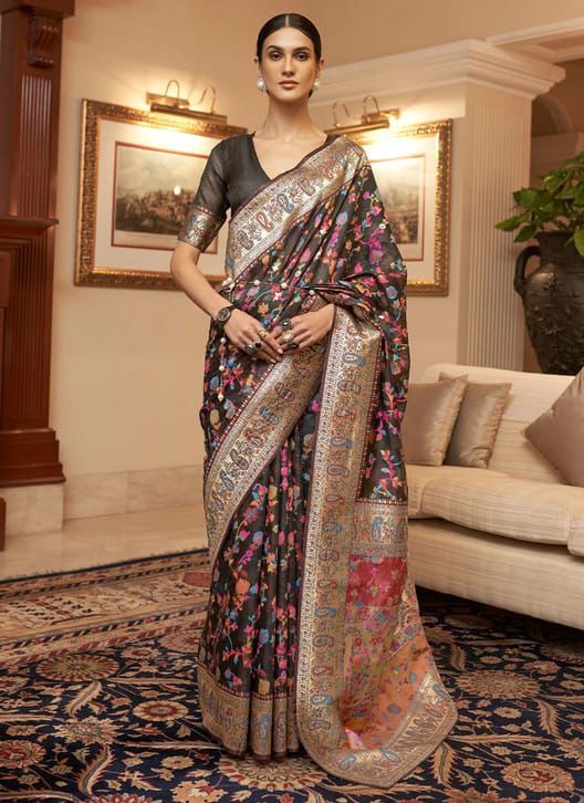 Soft Silk 008 Pashmina Kashmiri Weaving Saree - Amrah Wholesale