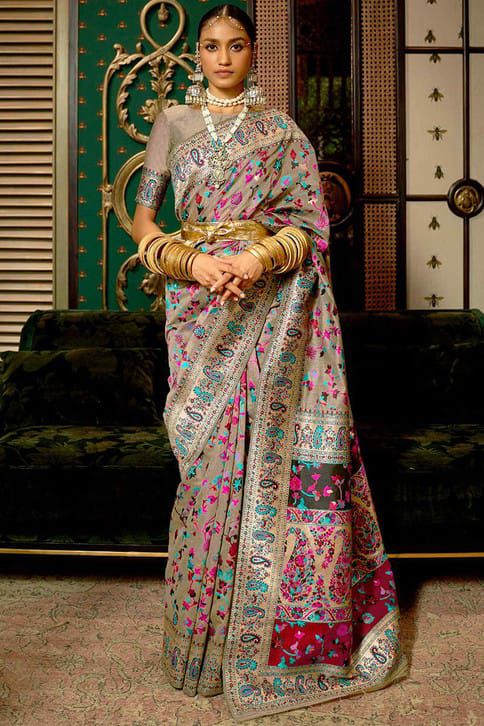 Soft Silk 008 Pashmina Kashmiri Weaving Saree - Amrah Wholesale