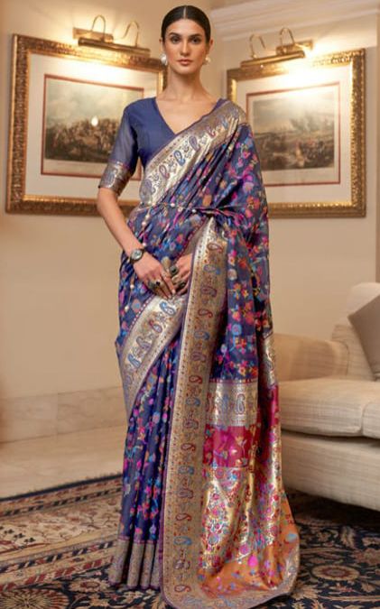 Soft Silk 008 Pashmina Kashmiri Weaving Saree - Amrah Wholesale