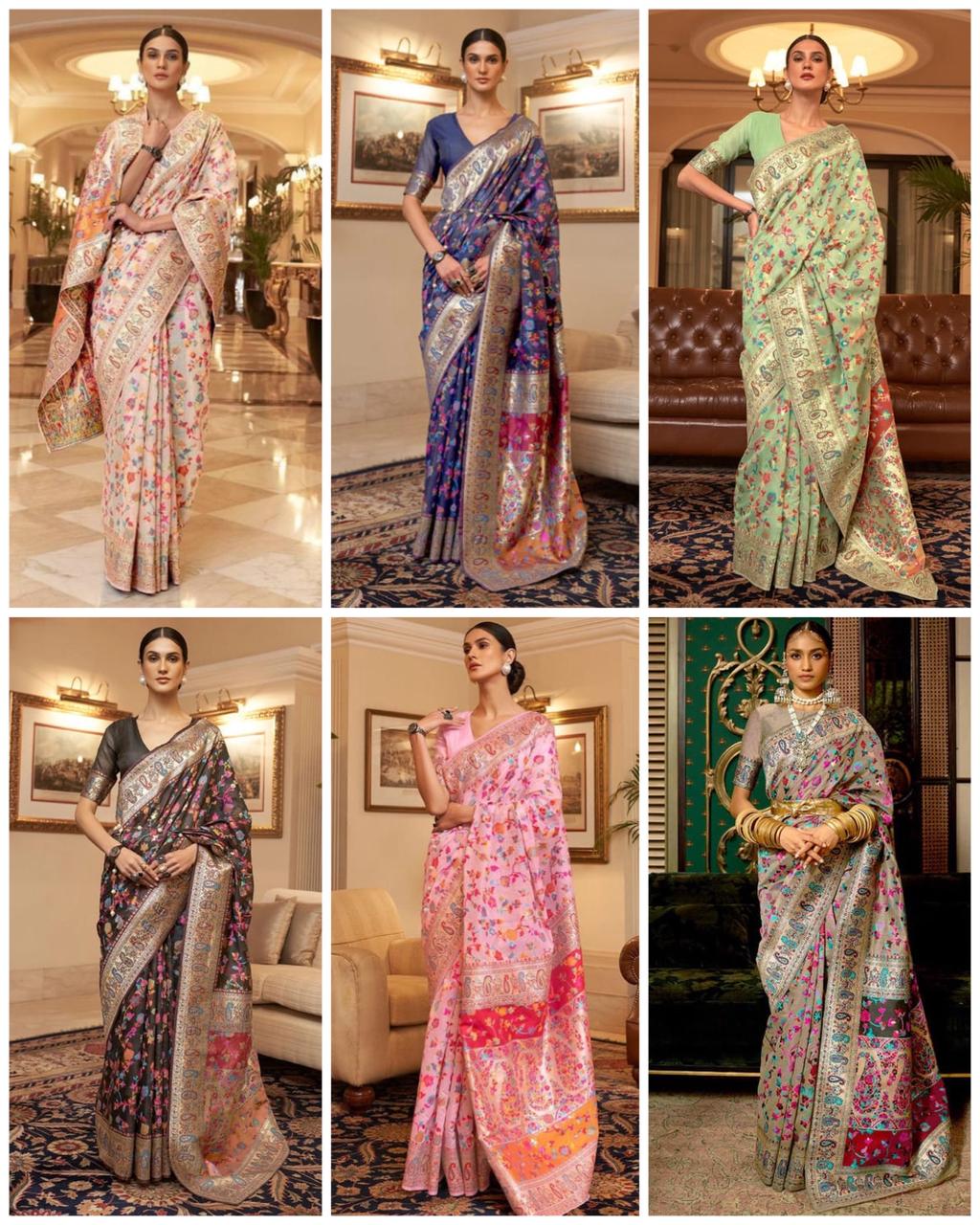 Soft Silk 008 Pashmina Kashmiri Weaving Saree - Amrah Wholesale