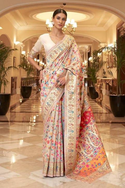 Soft Silk 008 Pashmina Kashmiri Weaving Saree - Amrah Wholesale