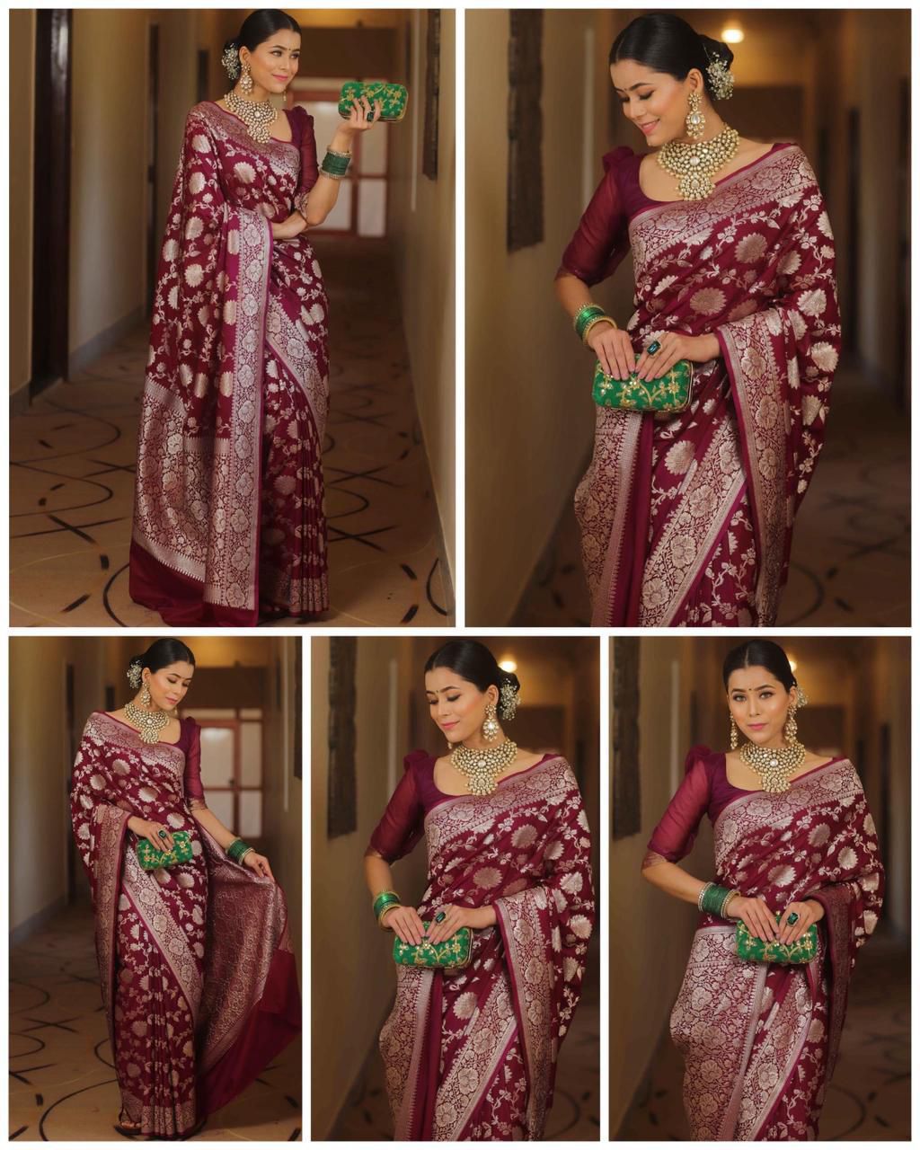 Soft Silk 5085 Lichi Silk Jacquard Work Saree
