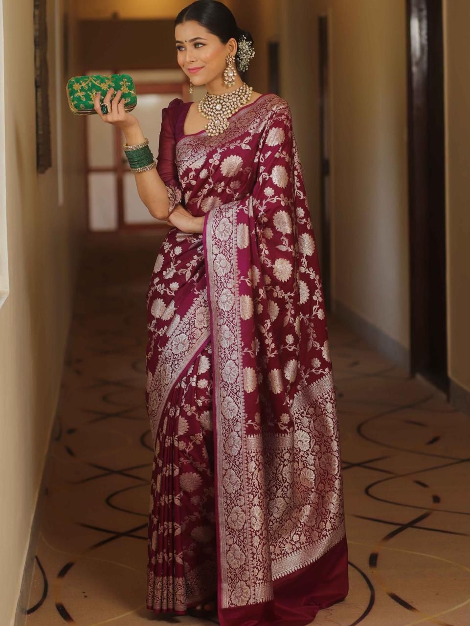 Soft Silk 5085 Lichi Silk Jacquard Work Saree