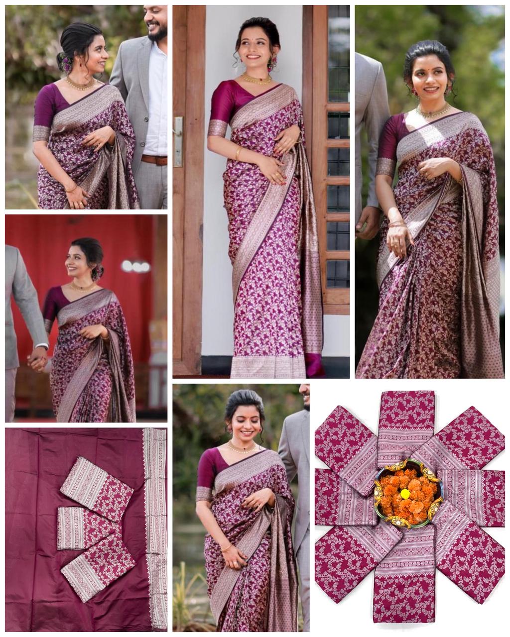 Soft Silk 7005 Lichi Silk Jacquard Work Saree