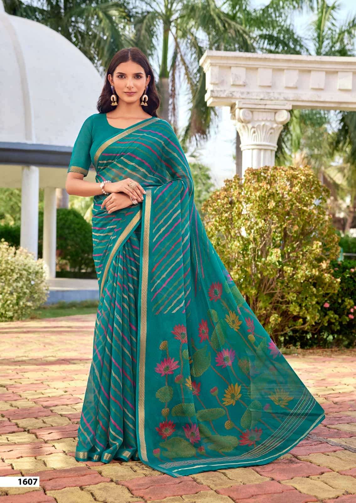 Sr Gouri 1606 to 1615 Georgette Laheriya Saree Collection