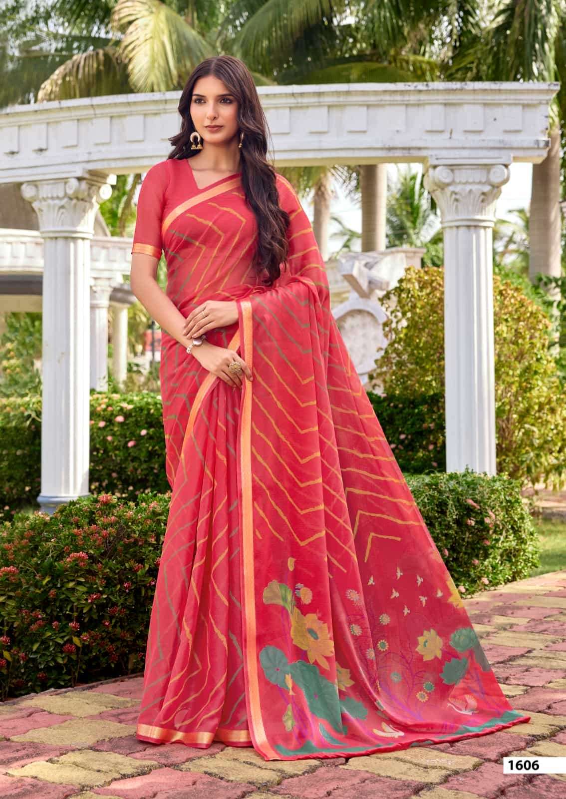 Sr Gouri 1606 to 1615 Georgette Laheriya Saree Collection - Amrah Wholesale