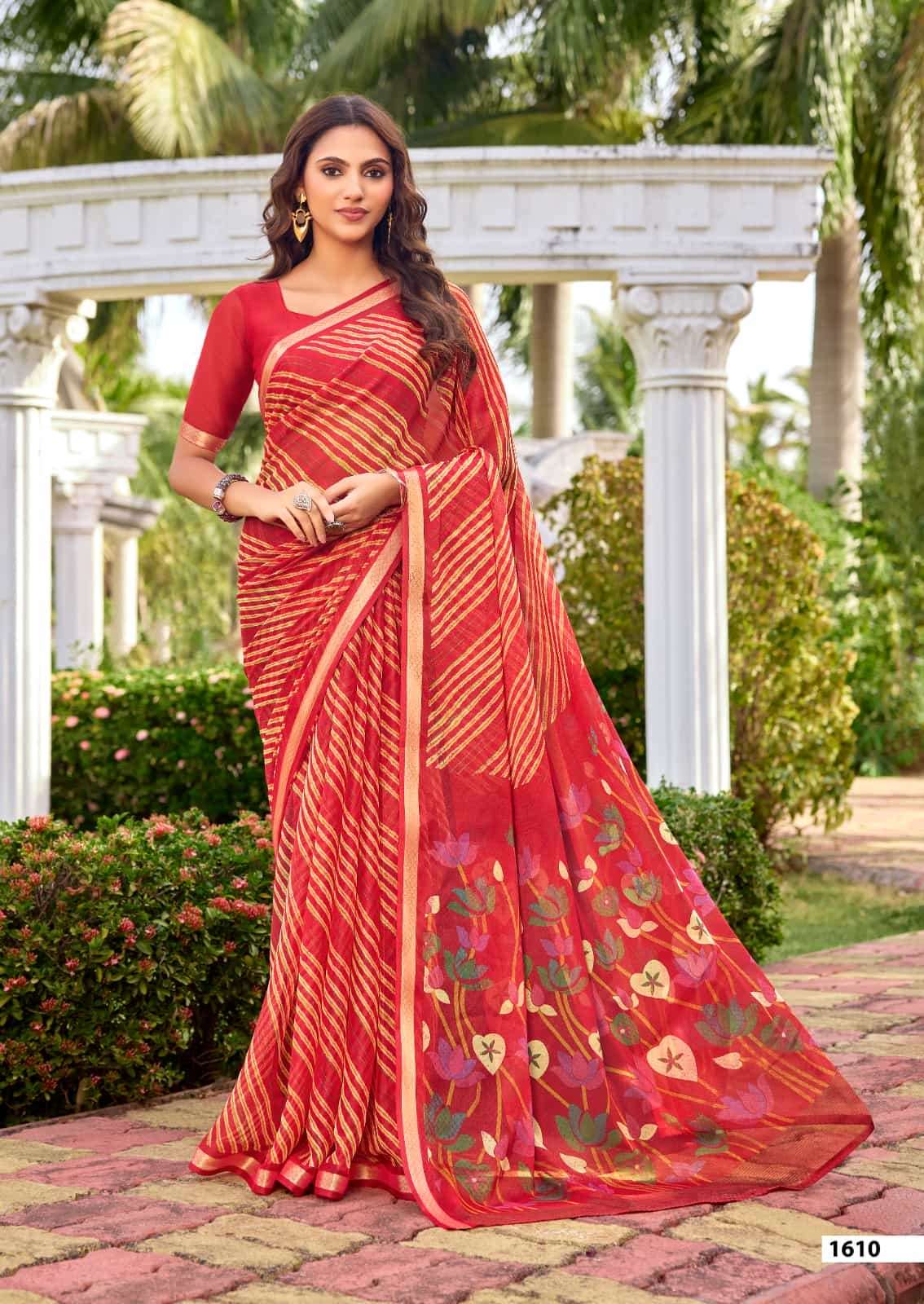 Sr Gouri 1606 to 1615 Georgette Laheriya Saree Collection - Amrah Wholesale