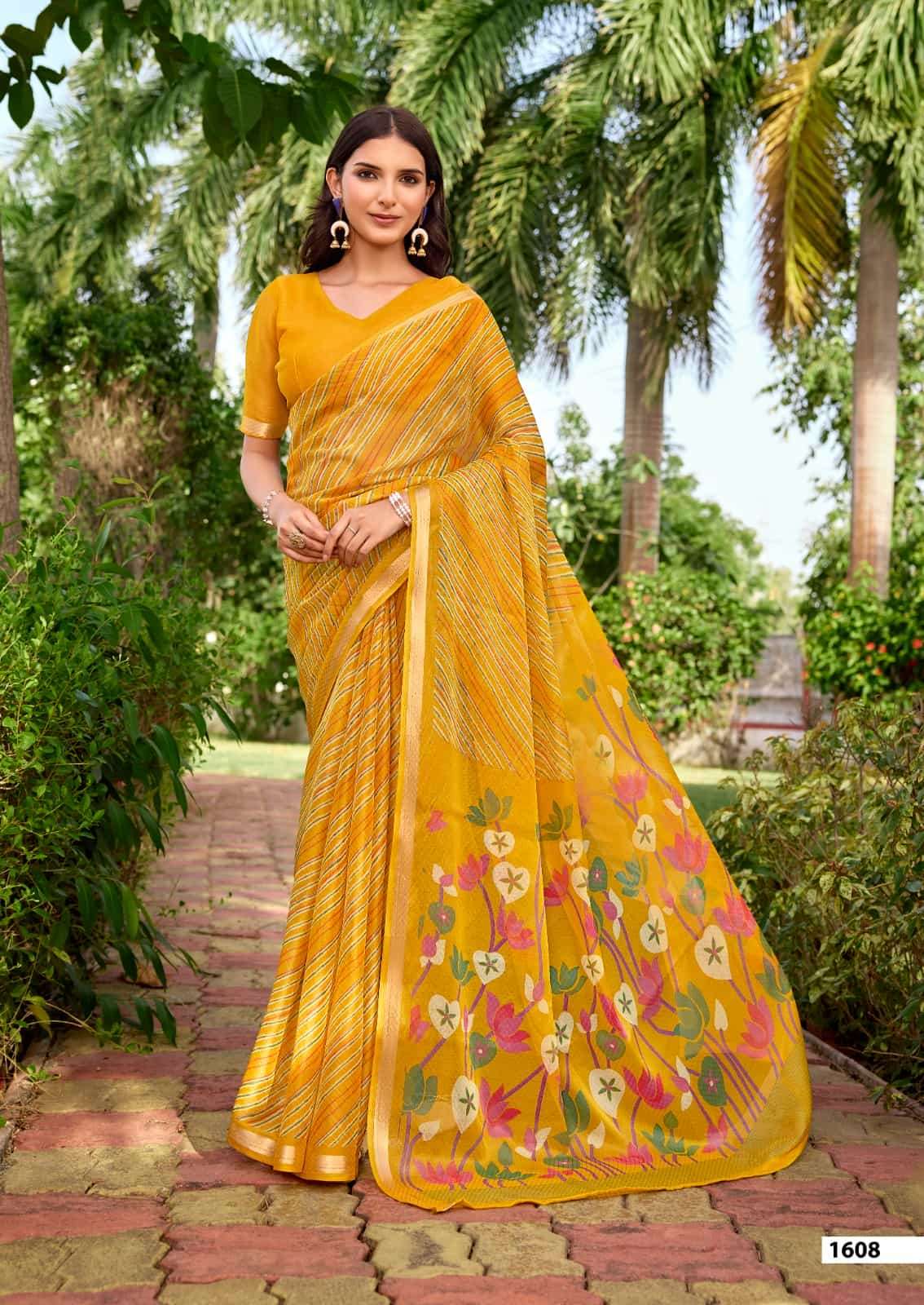 Sr Gouri 1606 to 1615 Georgette Laheriya Saree Collection - Amrah Wholesale