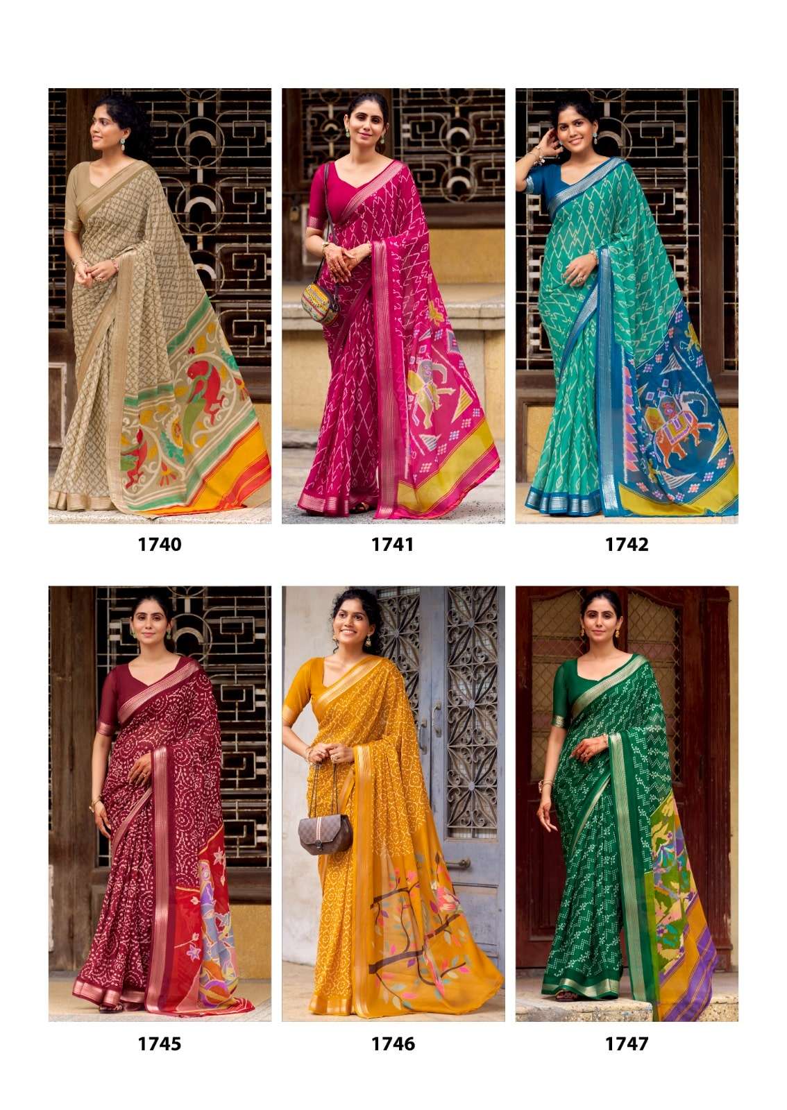 SR KIVARA 1740 TO 1749 Premium Chinon Printed Sarees