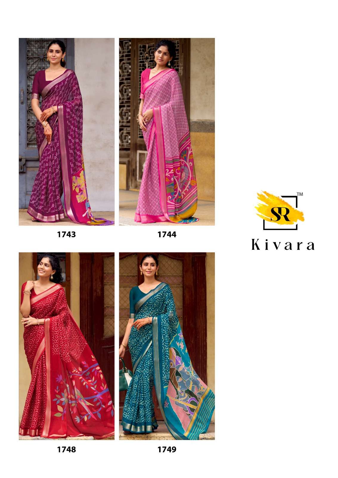 SR KIVARA 1740 TO 1749 Premium Chinon Printed Sarees