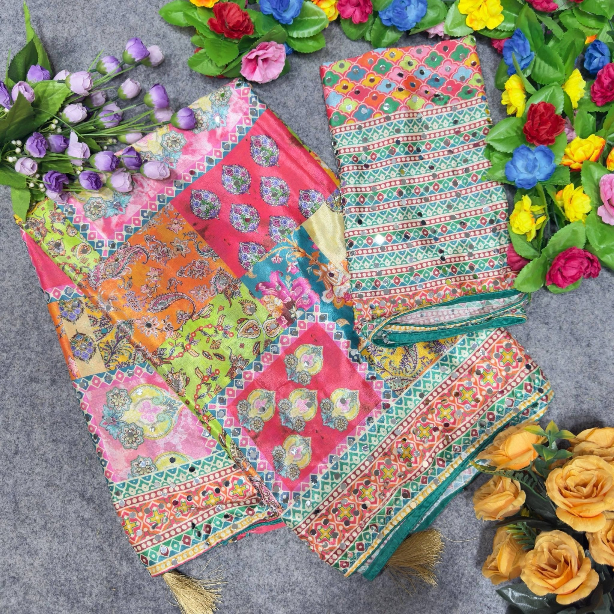 St D No 108 Chinon Silk Saree Wholesale Surat India - Amrah Wholesale