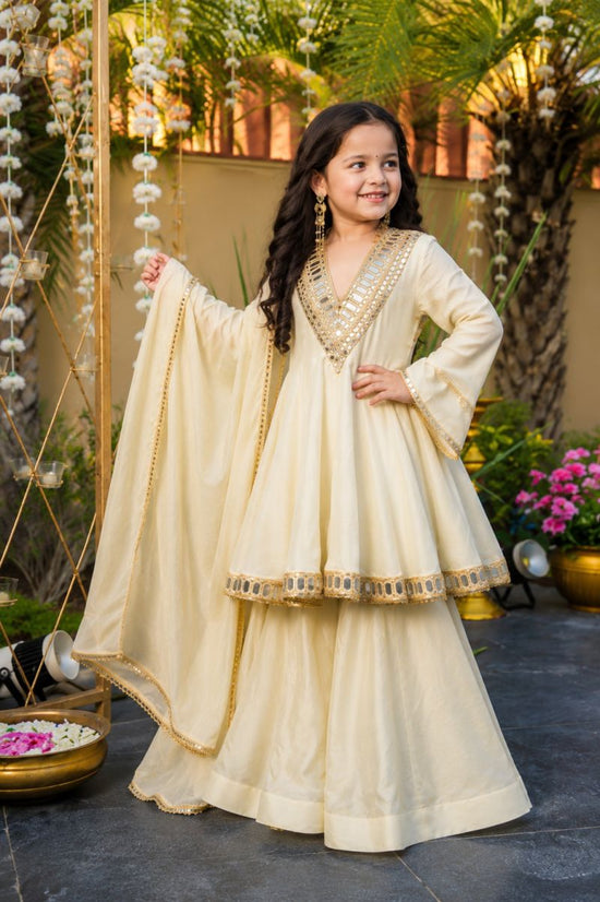 ST D No. 148 Soft Chinon Silk Embroidered Girls Ethnic Dress