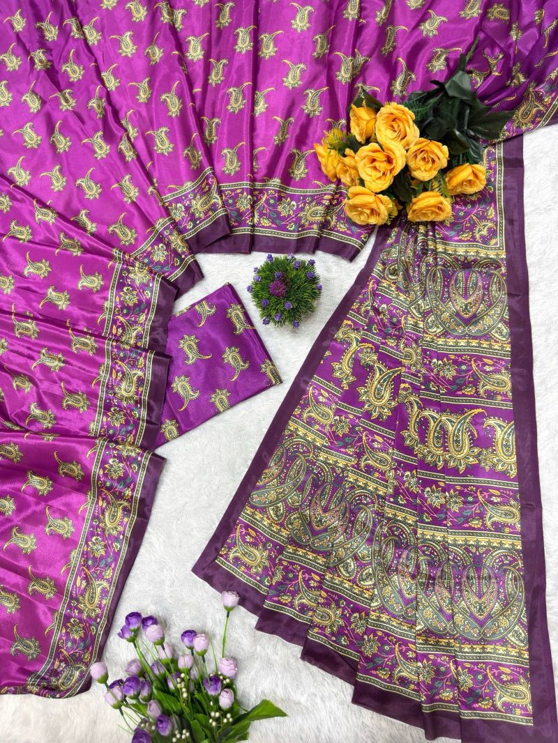 ST D No 181 Soft Chinon Silk Paisley Digital Printed Saree - Amrah Wholesale