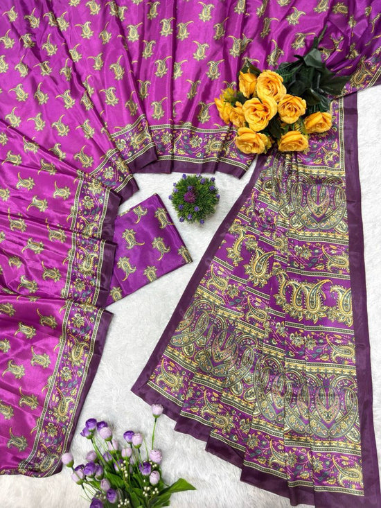 ST D No 181 Soft Chinon Silk Paisley Digital Printed Saree - Amrah Wholesale