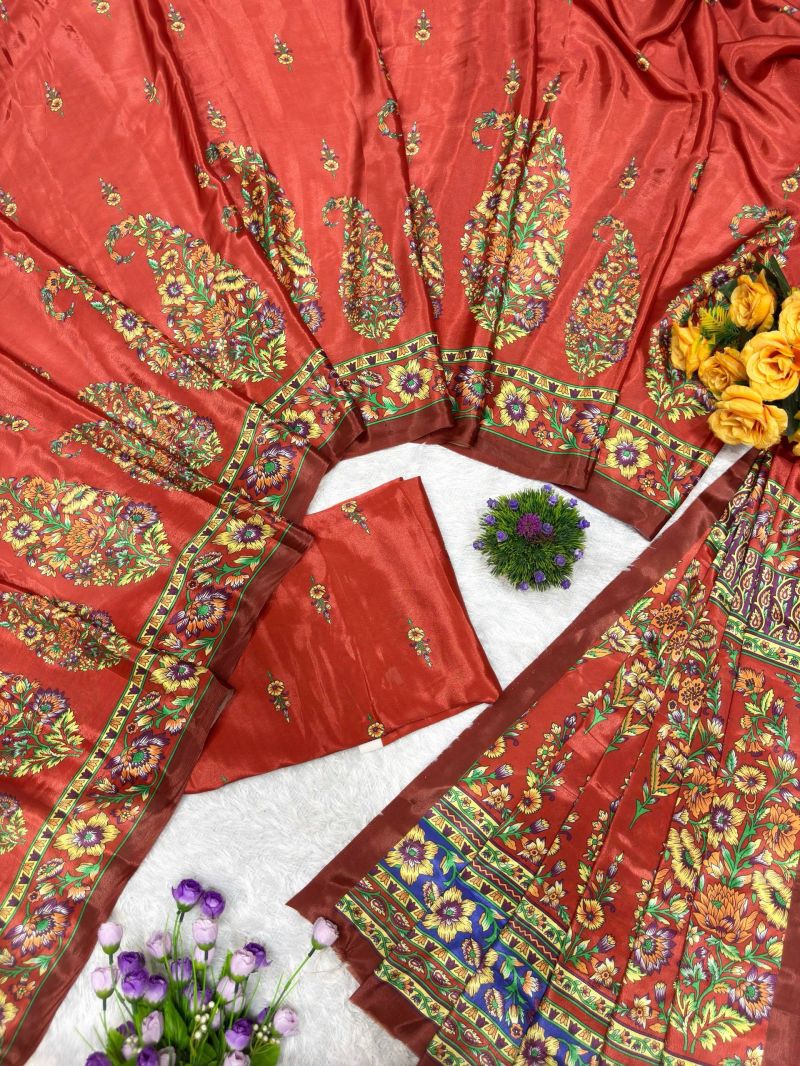 ST D No 183 Soft Chinon Silk Printed Saree - Amrah Wholesale
