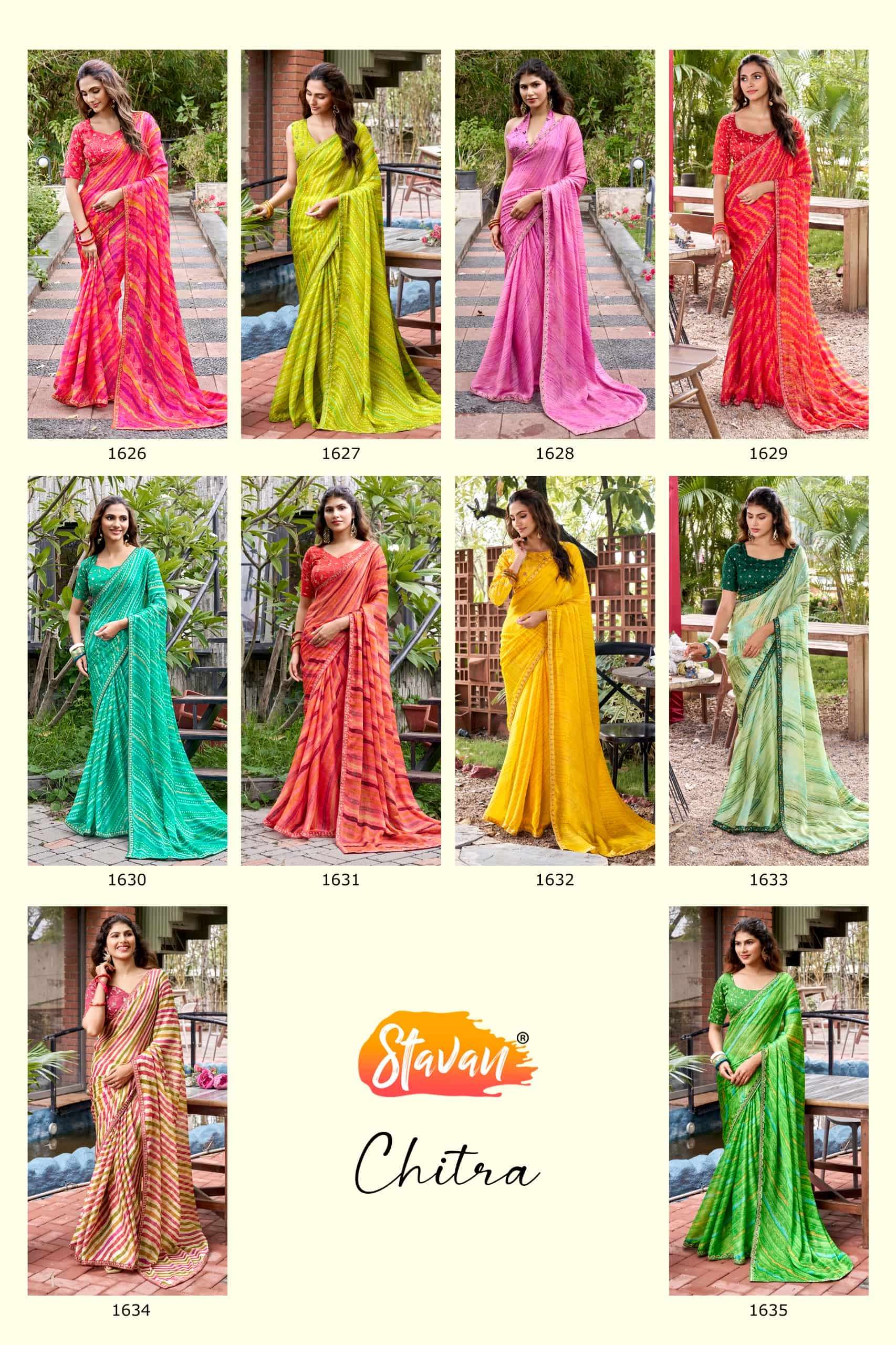 STAVAN Chitra 1626–1635 Chiffon Printed Sarees Wholesale Supplier Surat