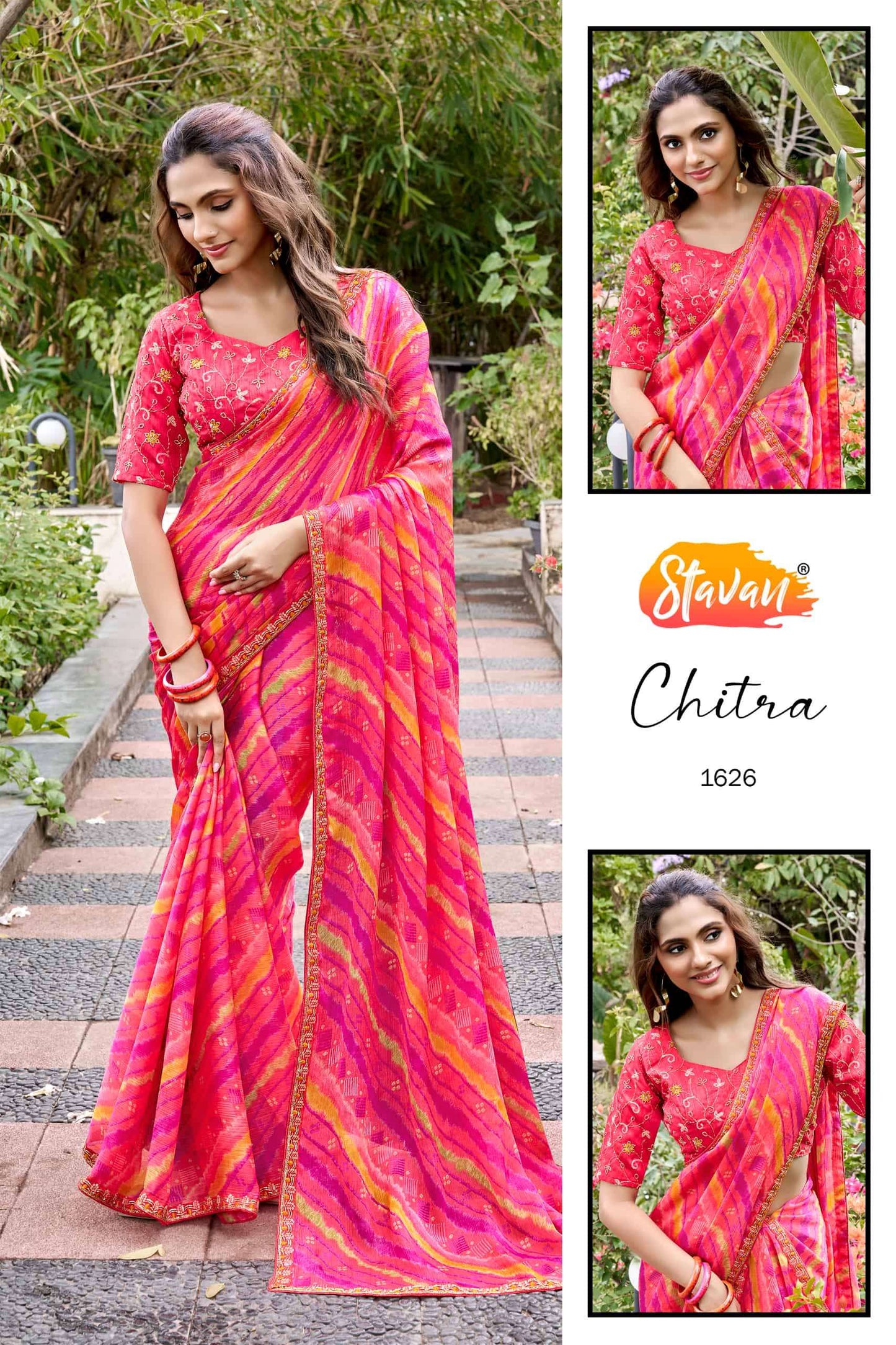 STAVAN Chitra 1626–1635 Chiffon Printed Sarees Wholesale Supplier Surat