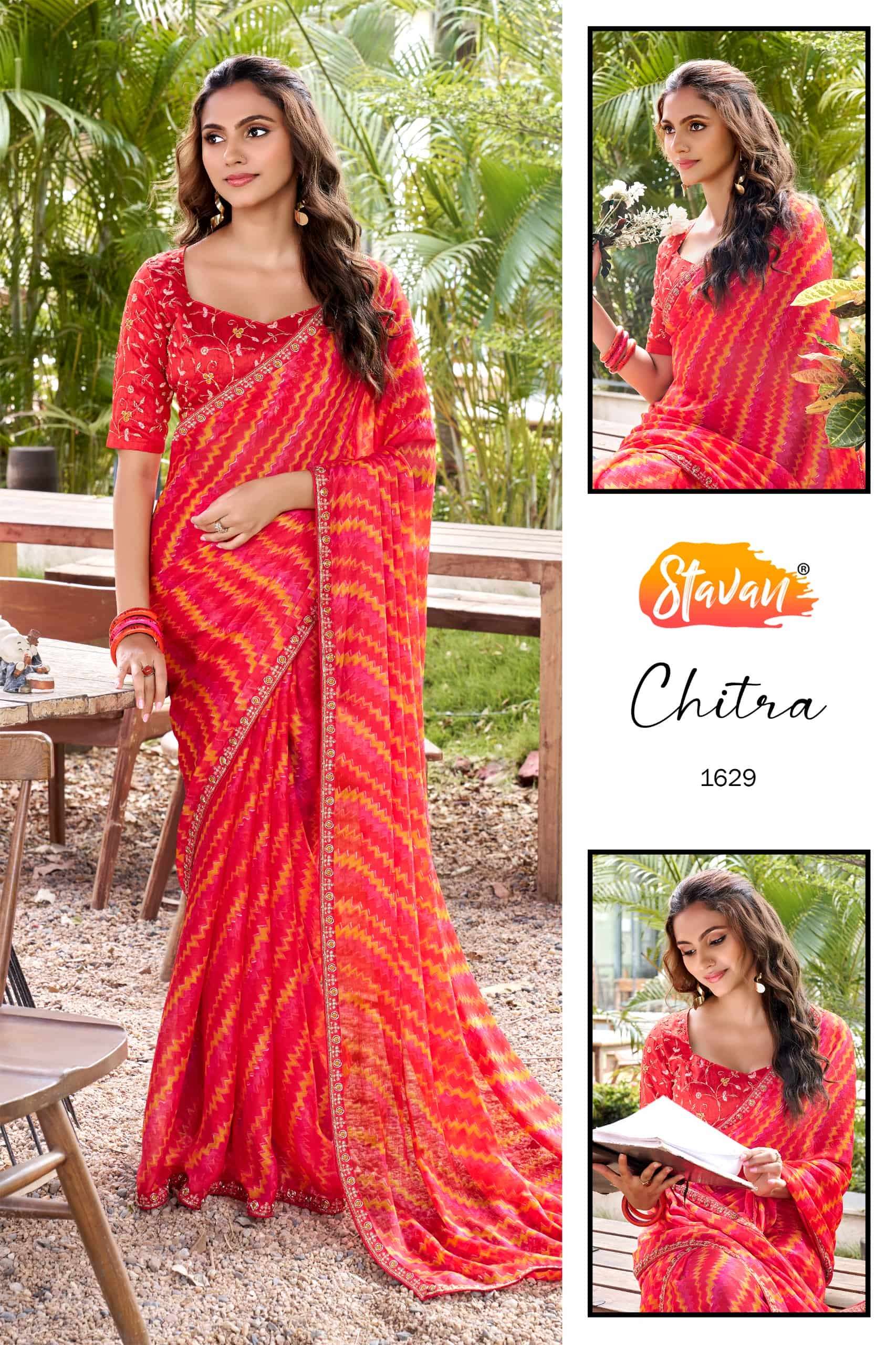 STAVAN Chitra 1626–1635 Chiffon Printed Sarees Wholesale Supplier Surat
