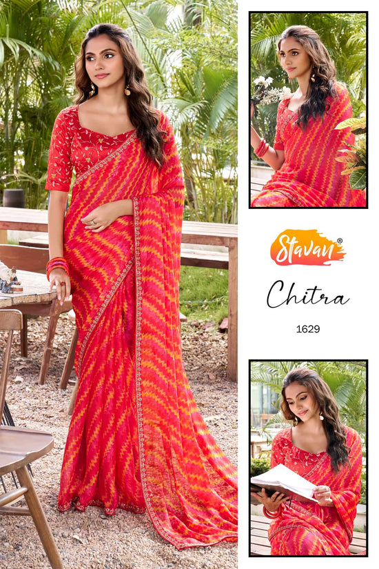 STAVAN Chitra 1626–1635 Chiffon Printed Sarees Wholesale Supplier Surat