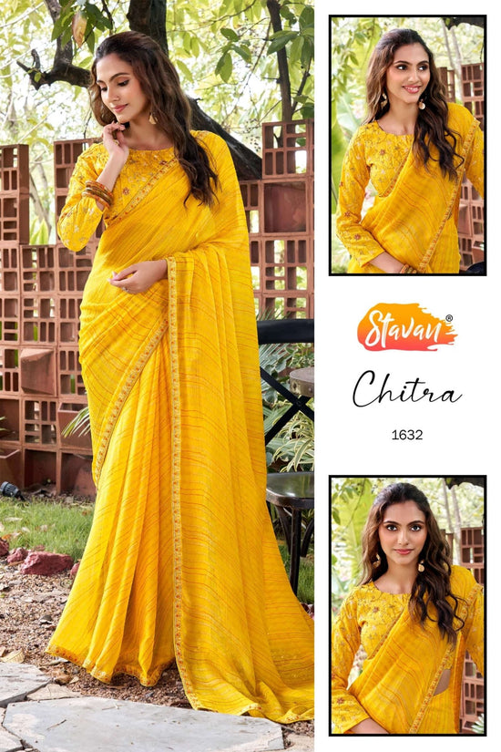 STAVAN Chitra 1626–1635 Chiffon Printed Sarees Wholesale Supplier Surat - Amrah Wholesale