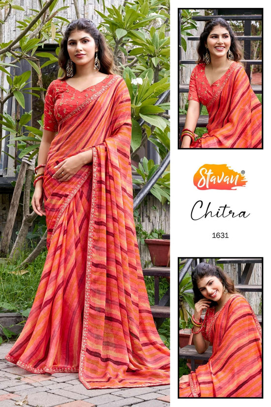STAVAN Chitra 1626–1635 Chiffon Printed Sarees Wholesale Supplier Surat - Amrah Wholesale