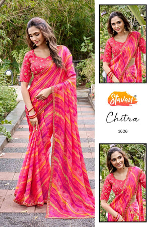 STAVAN Chitra 1626–1635 Chiffon Printed Sarees Wholesale Supplier Surat - Amrah Wholesale