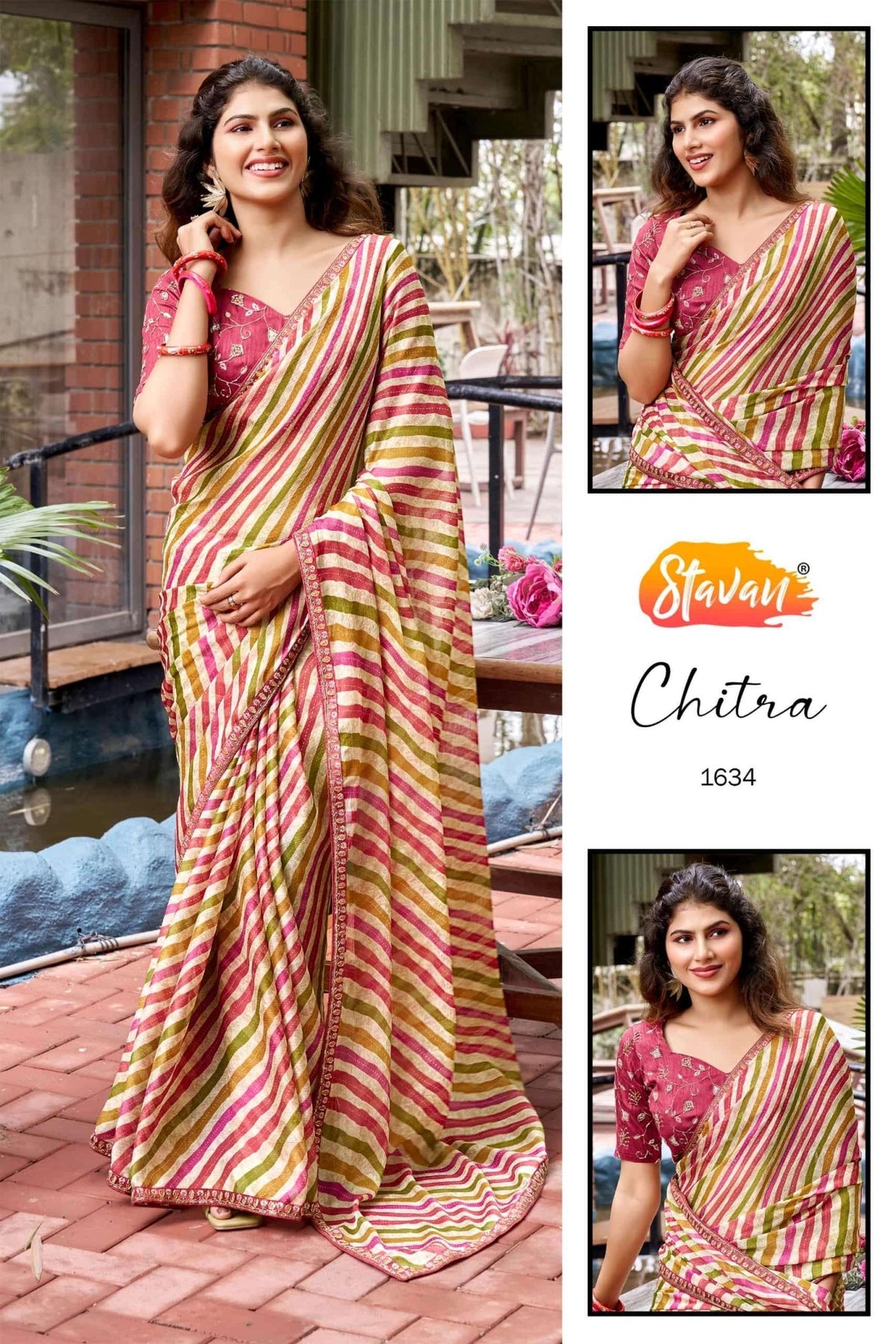 STAVAN Chitra 1626–1635 Chiffon Printed Sarees Wholesale Supplier Surat - Amrah Wholesale