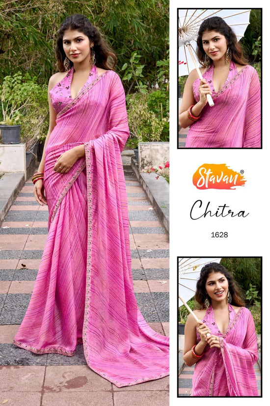 STAVAN Chitra 1626–1635 Chiffon Printed Sarees Wholesale Supplier Surat - Amrah Wholesale