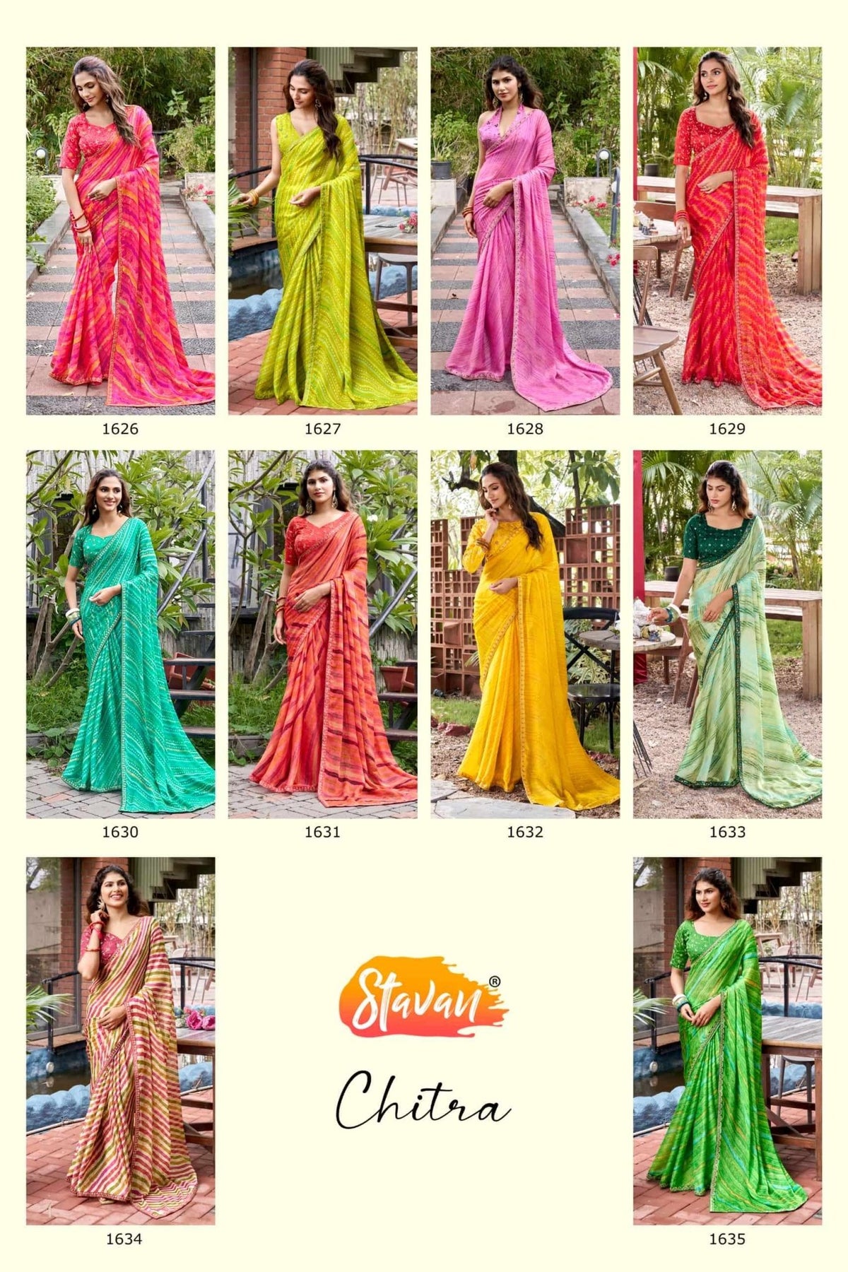 STAVAN Chitra 1626–1635 Chiffon Printed Sarees Wholesale Supplier Surat - Amrah Wholesale