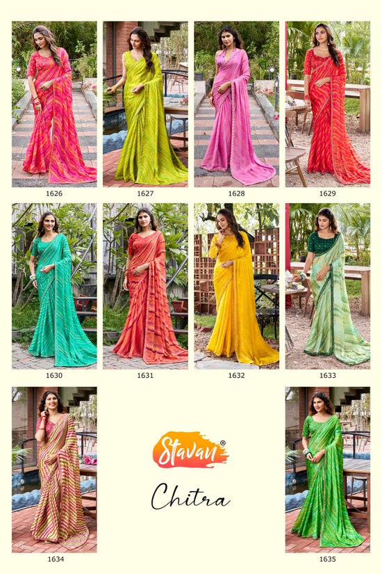 STAVAN Chitra 1626–1635 Chiffon Printed Sarees Wholesale Supplier Surat - Amrah Wholesale