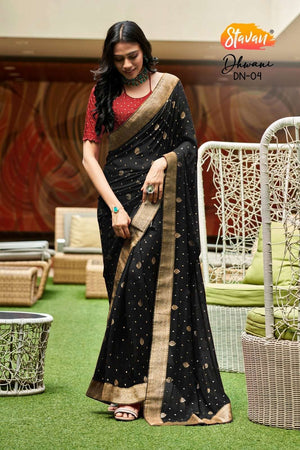 Stavan Dhwani Premium Georgette Foil Printed Saree Wholesale