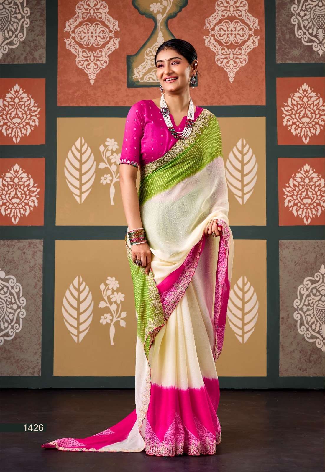 Stavan Radharani Chiffon Printed Saree