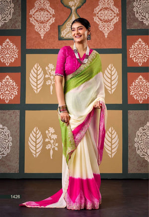 Stavan Radharani Chiffon Printed Saree
