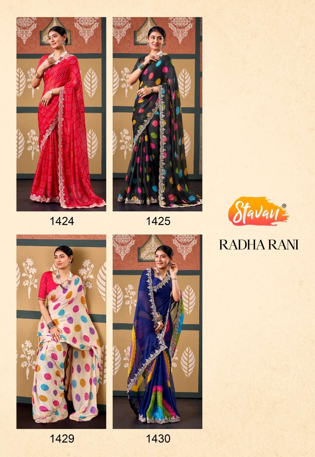 Stavan Radharani Chiffon Printed Saree