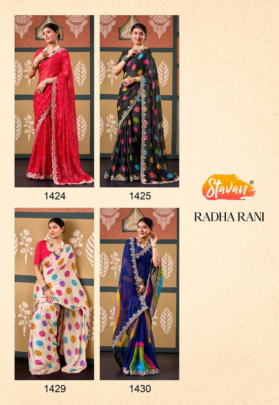 Stavan Radharani Chiffon Printed Saree