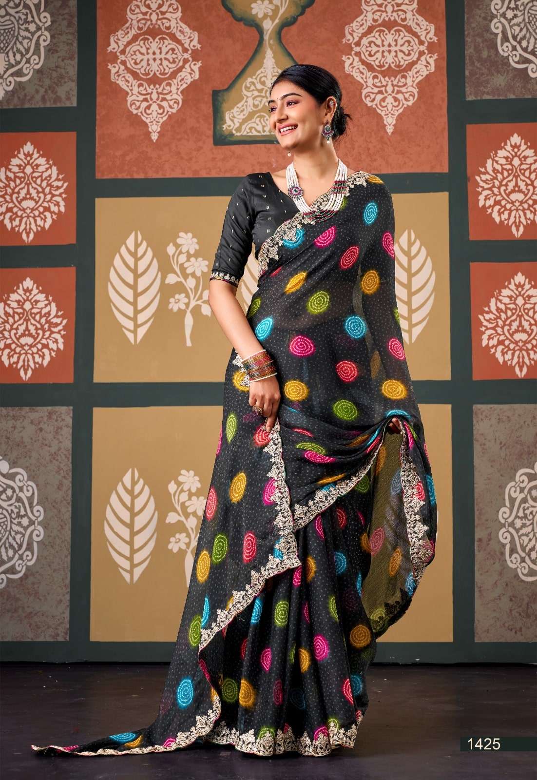 Stavan Radharani Chiffon Printed Saree