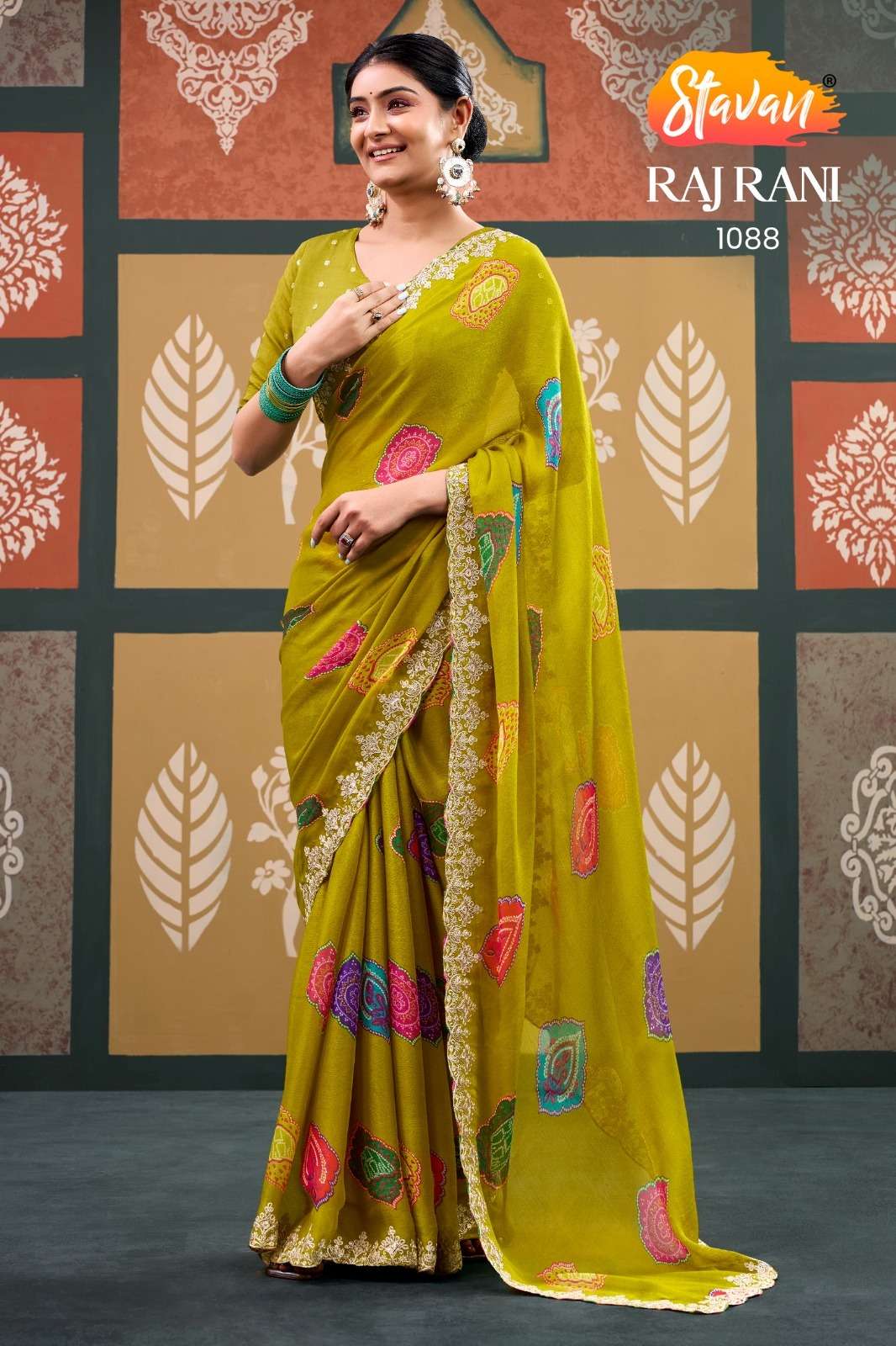 STAVAN RAJRANI Chiffon Printed Embroidery Saree - Amrah Wholesale
