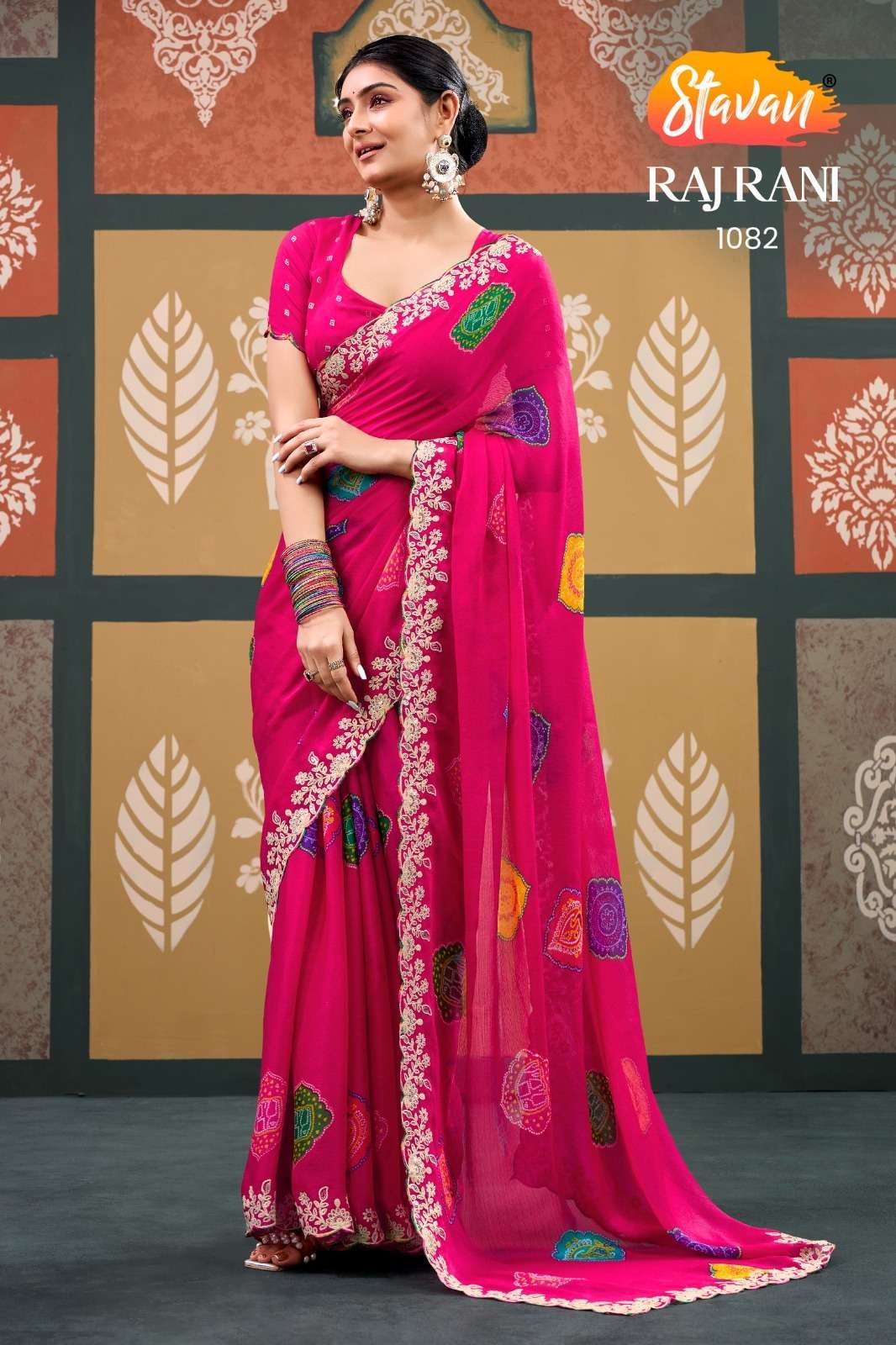 STAVAN RAJRANI Chiffon Printed Embroidery Saree - Amrah Wholesale