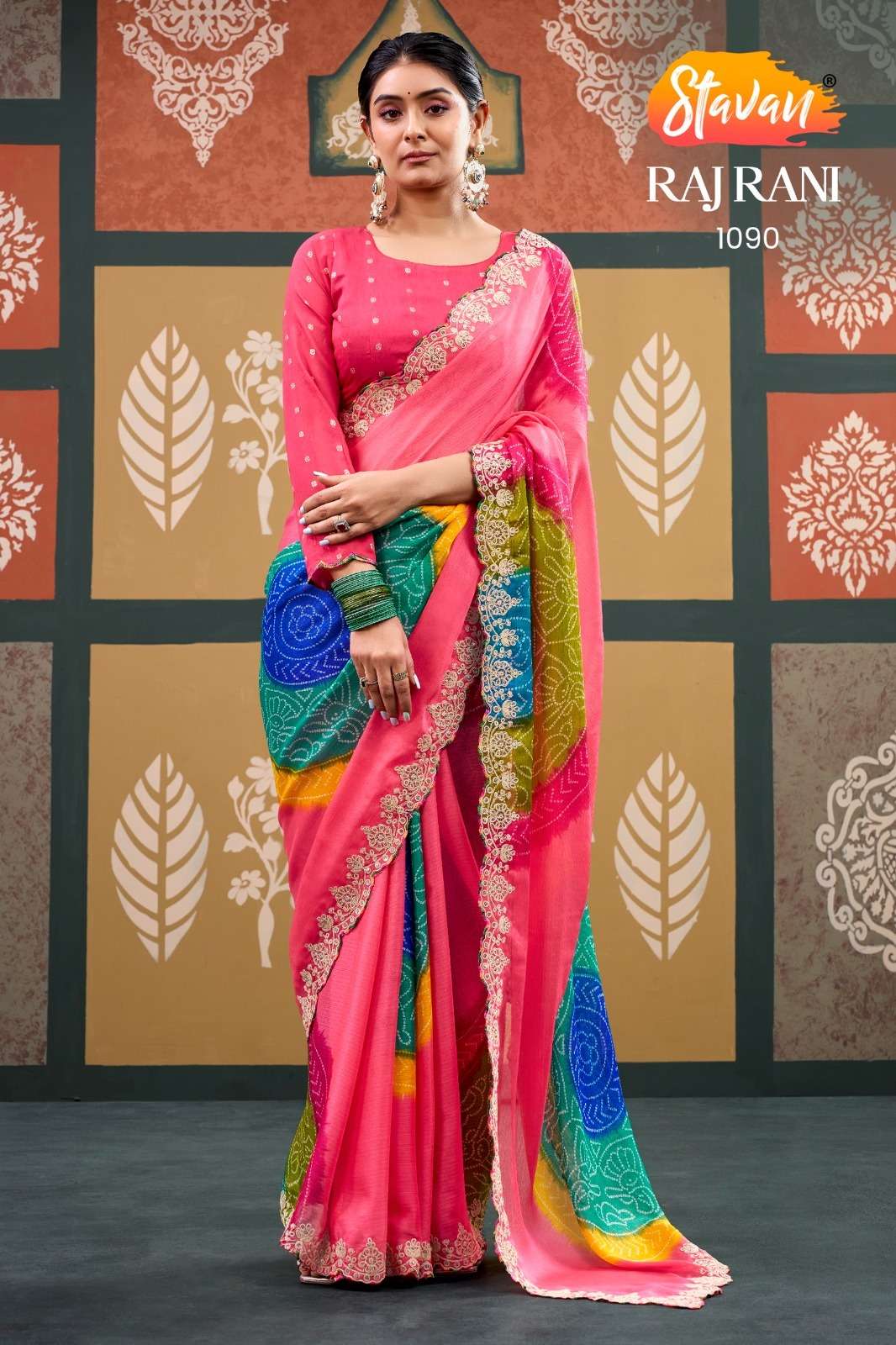 STAVAN RAJRANI Chiffon Printed Embroidery Saree - Amrah Wholesale