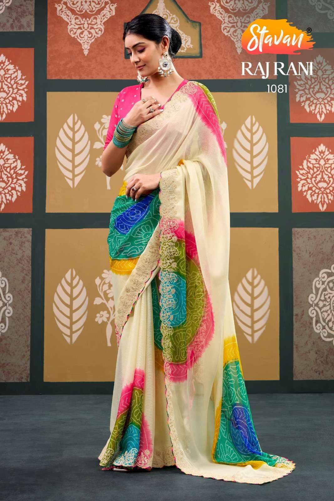 STAVAN RAJRANI Chiffon Printed Embroidery Saree - Amrah Wholesale