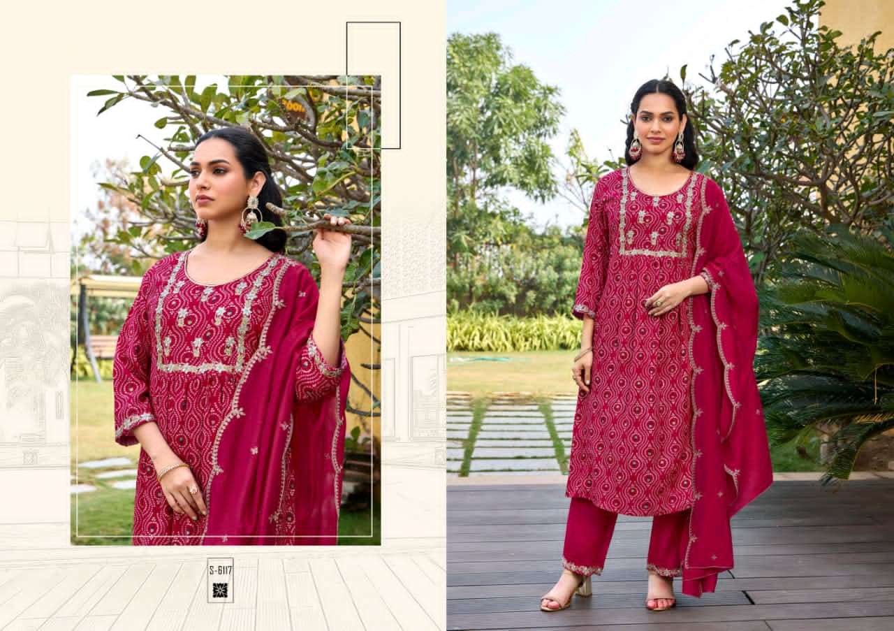 Subhash Sarees Bhargavi Rayon Kurti Pant Dupatta Set