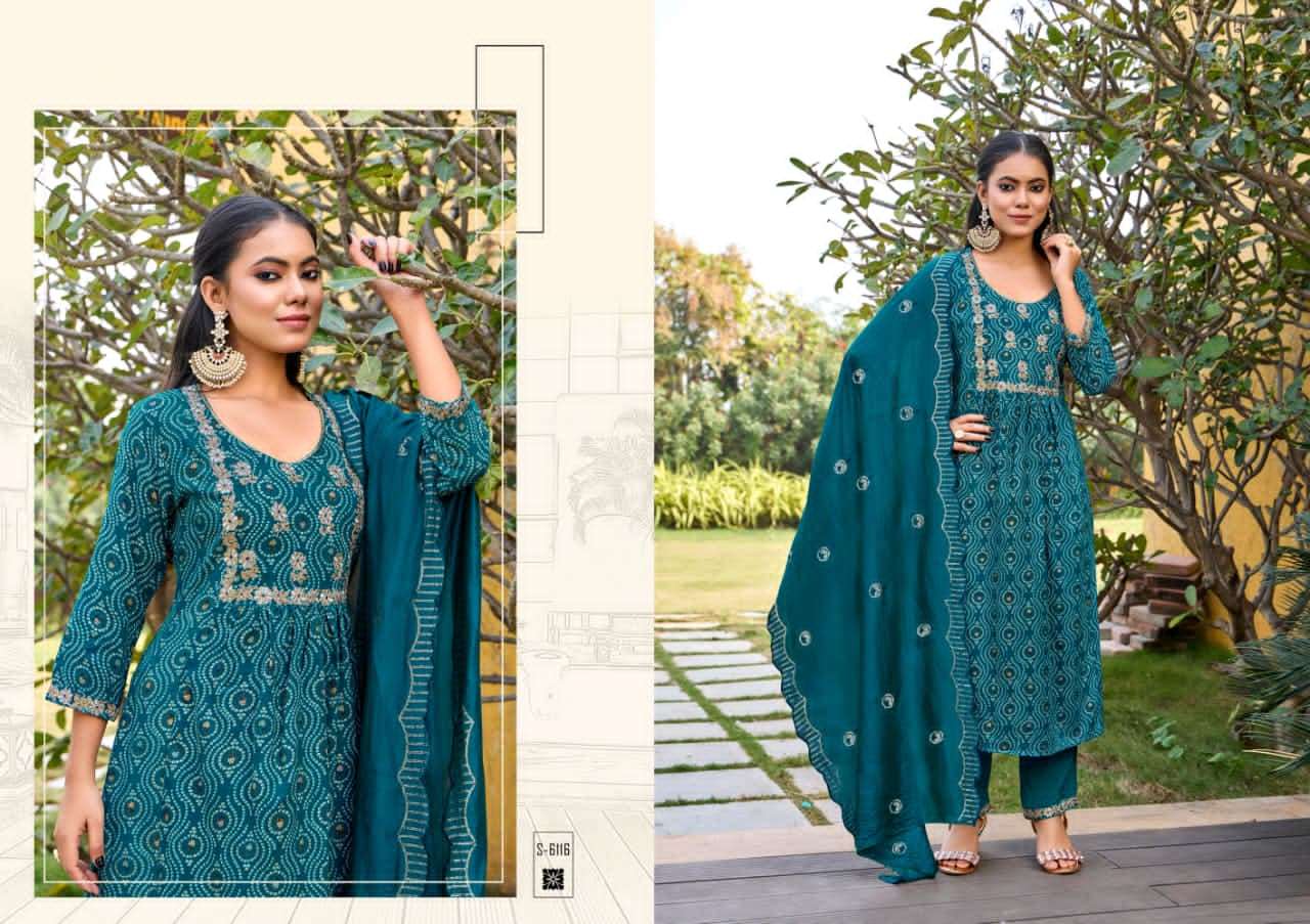 Subhash Sarees Bhargavi Rayon Kurti Pant Dupatta Set