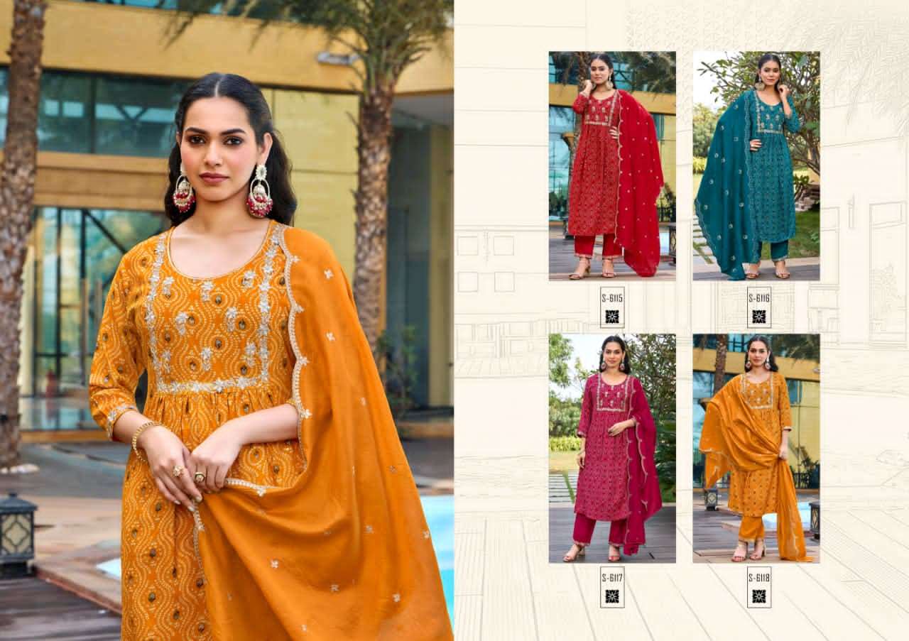Subhash Sarees Bhargavi Rayon Kurti Pant Dupatta Set