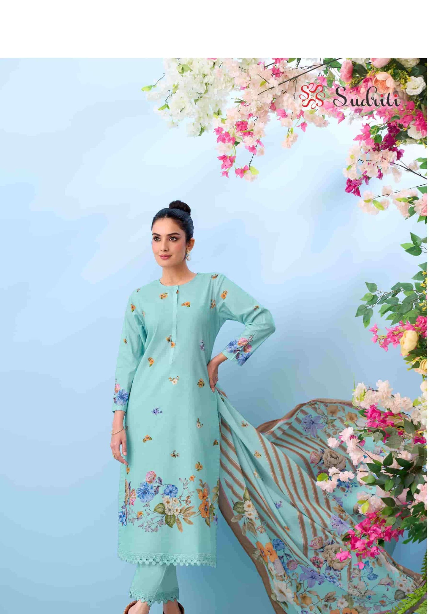 Sudriti Bloom Theory Pure Cotton Dress Material