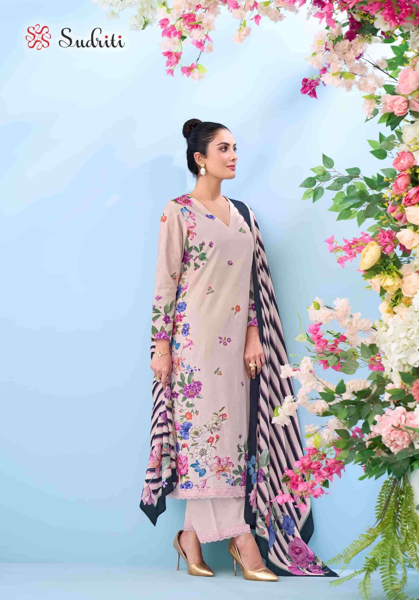 Sudriti Bloom Theory Pure Cotton Dress Material