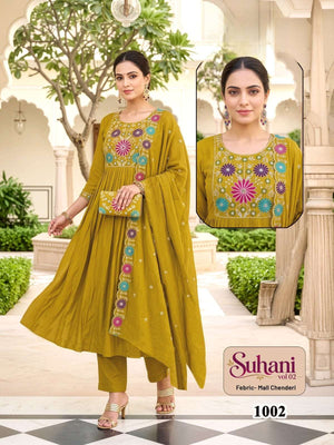 Suhani Vol-2 Mal Chanderi Embroidery Salwar Suit Set