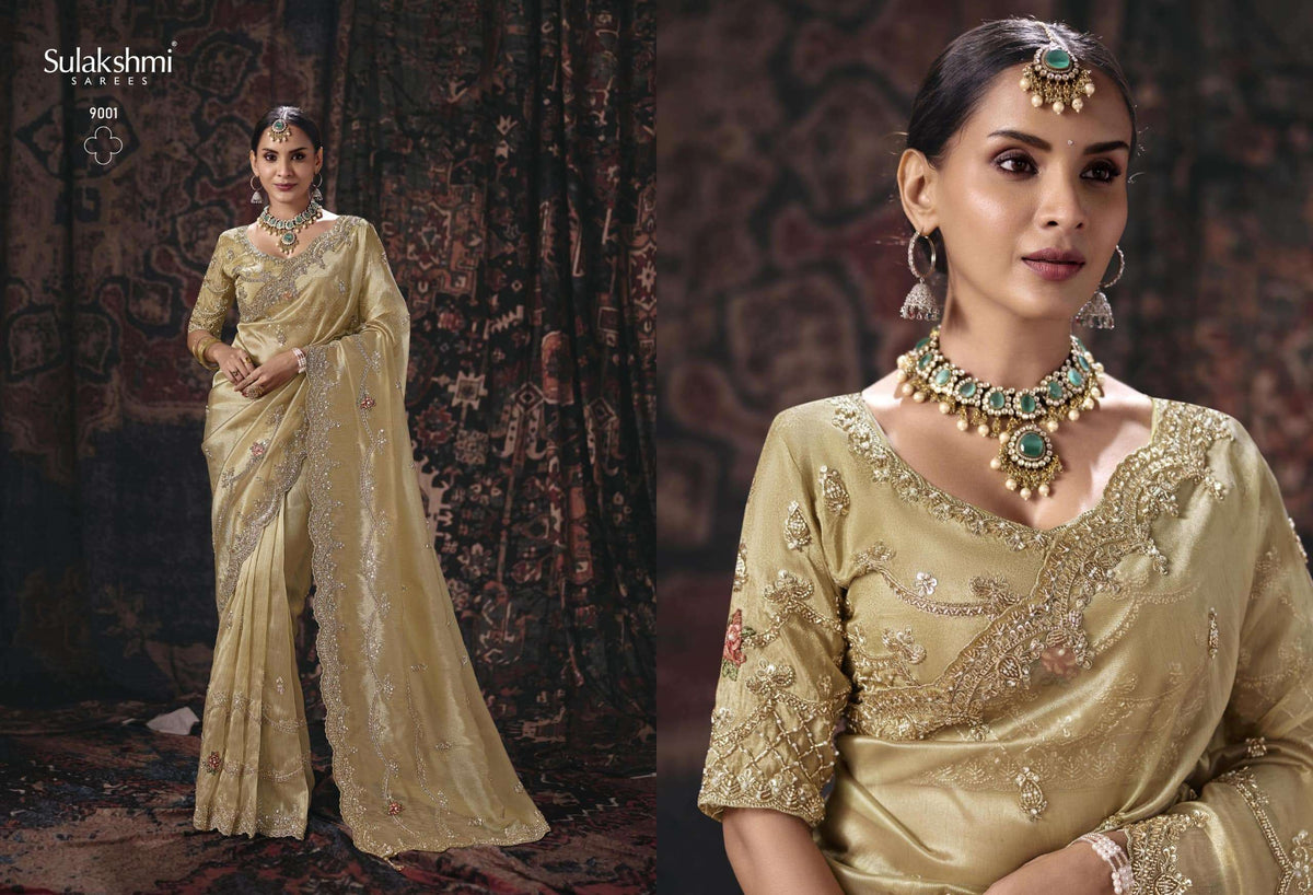 Sulakshmi Isha Salsa Silk Embroidered Party Wear Saree