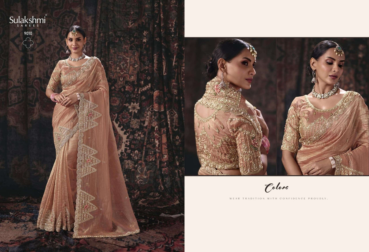 Sulakshmi Isha Salsa Silk Embroidered Party Wear Saree