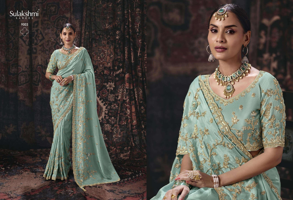 Sulakshmi Isha Salsa Silk Embroidered Party Wear Saree