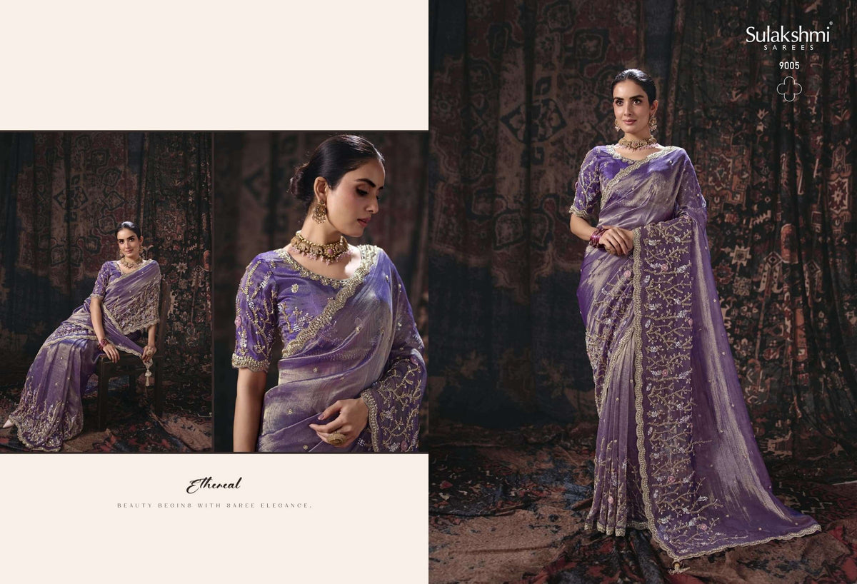Sulakshmi Isha Salsa Silk Embroidered Party Wear Saree